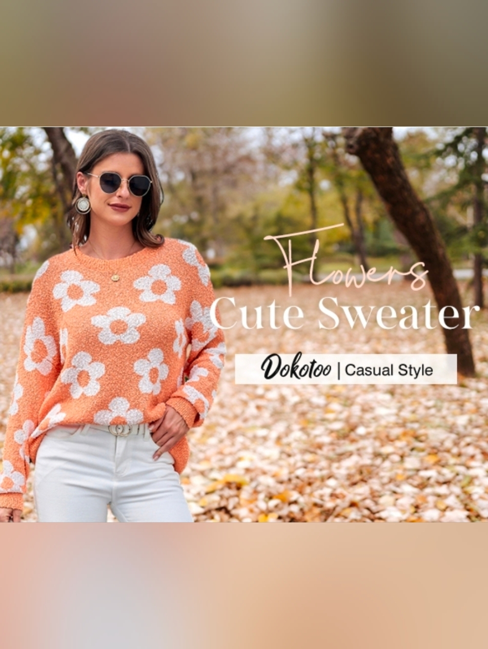 NWT Orange Floral Crewneck Sweater XL